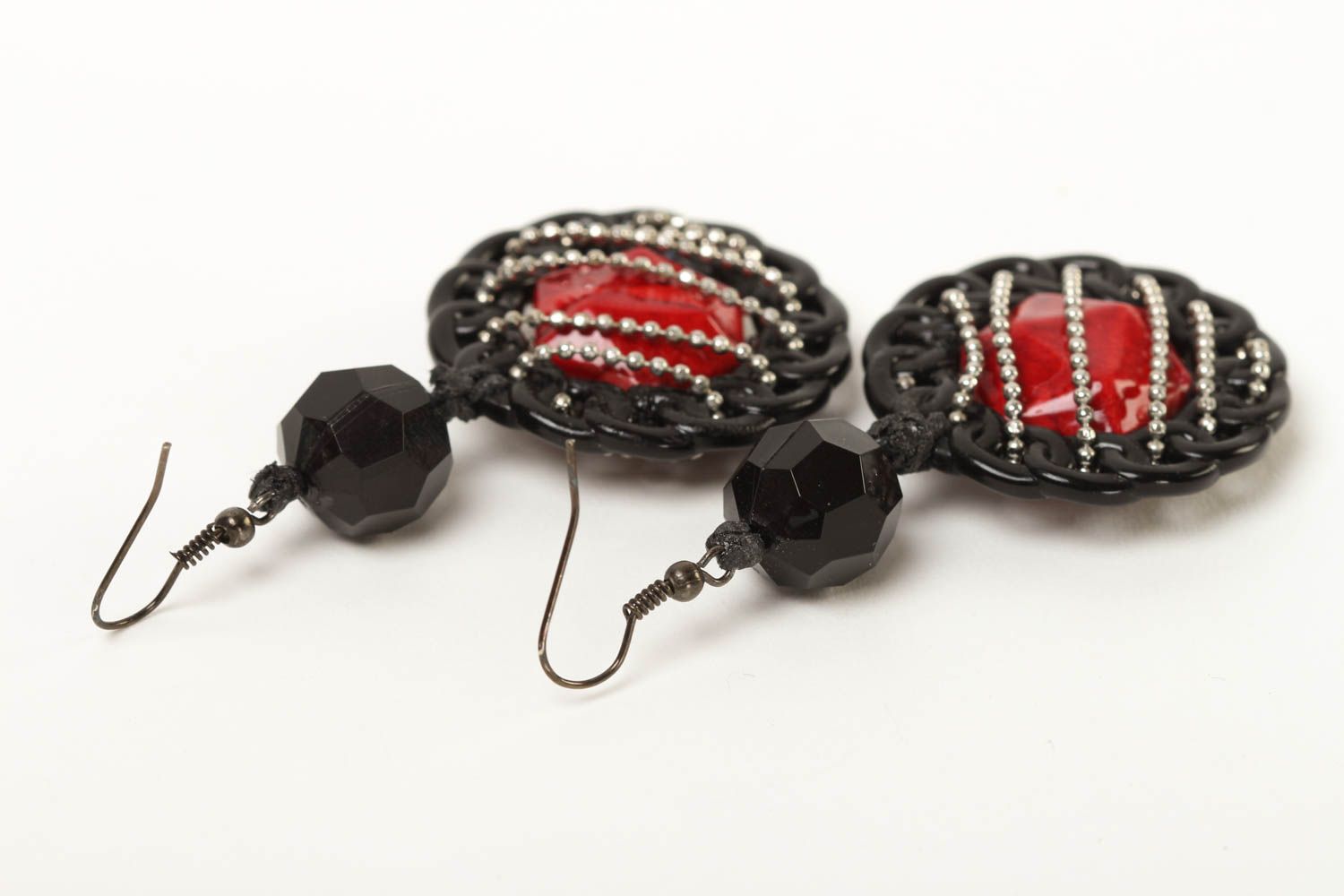 Beautiful handmade plastic earrings dangle earrings artisan jewelry designs photo 4