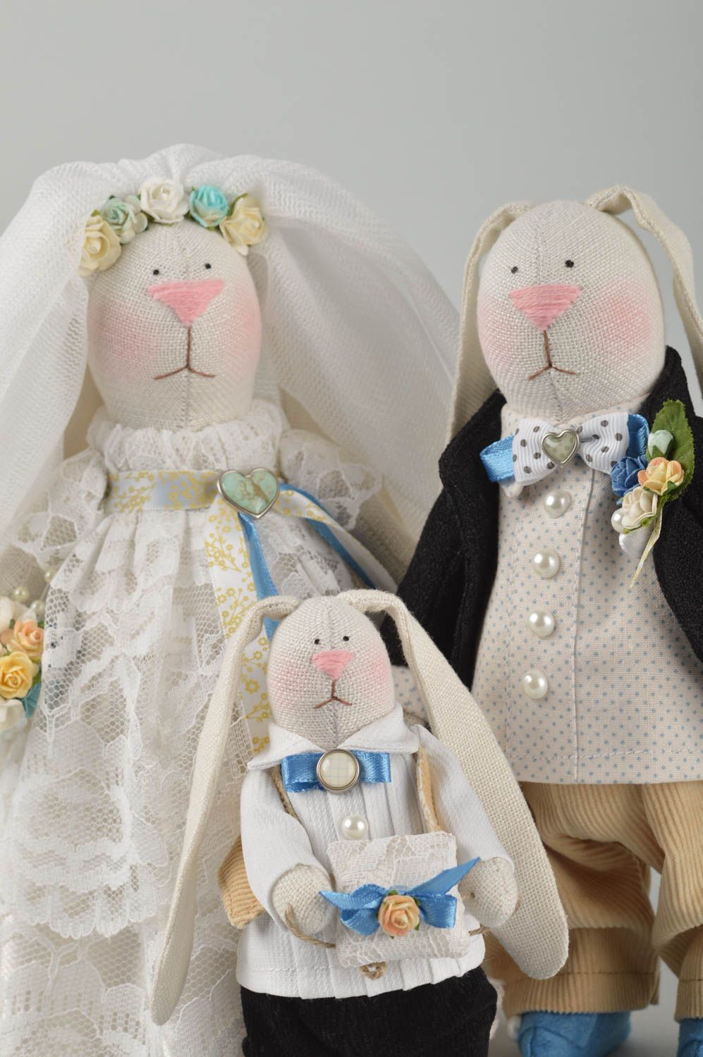 Свадебные зайцы ручной работы мягкие игрушки свадебный декор подарок молодоженам фото 4