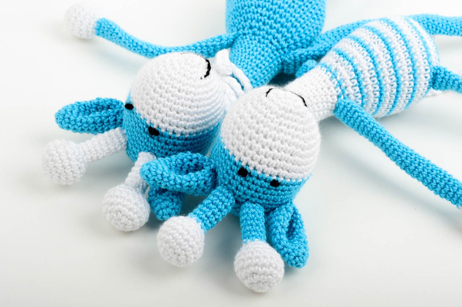 Peluches animaux faites main Jouets tricot au crochet Cadeau pour enfant 2 pcs photo 5