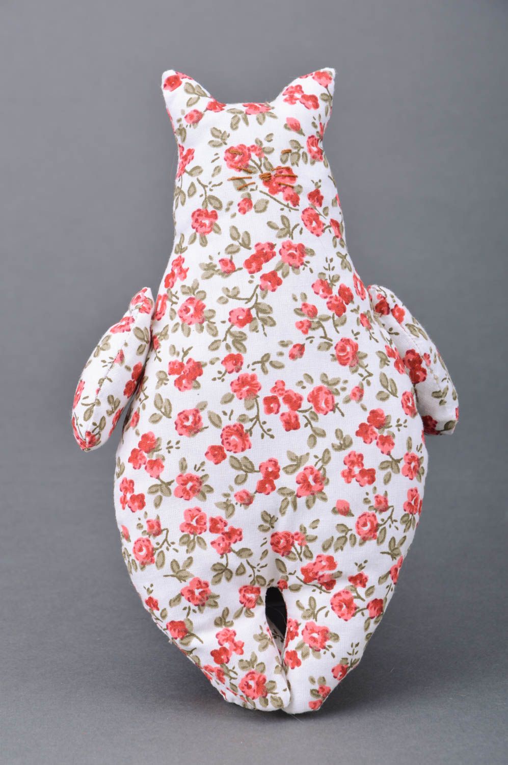 Peluche en coton à motif floral chat faite main originale décorative petite photo 2