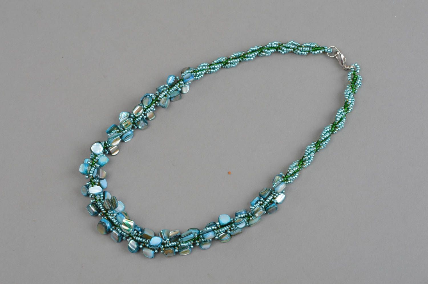 Turquoise necklace mother of pearl beaded accessory handmade beautiful jewelry photo 4