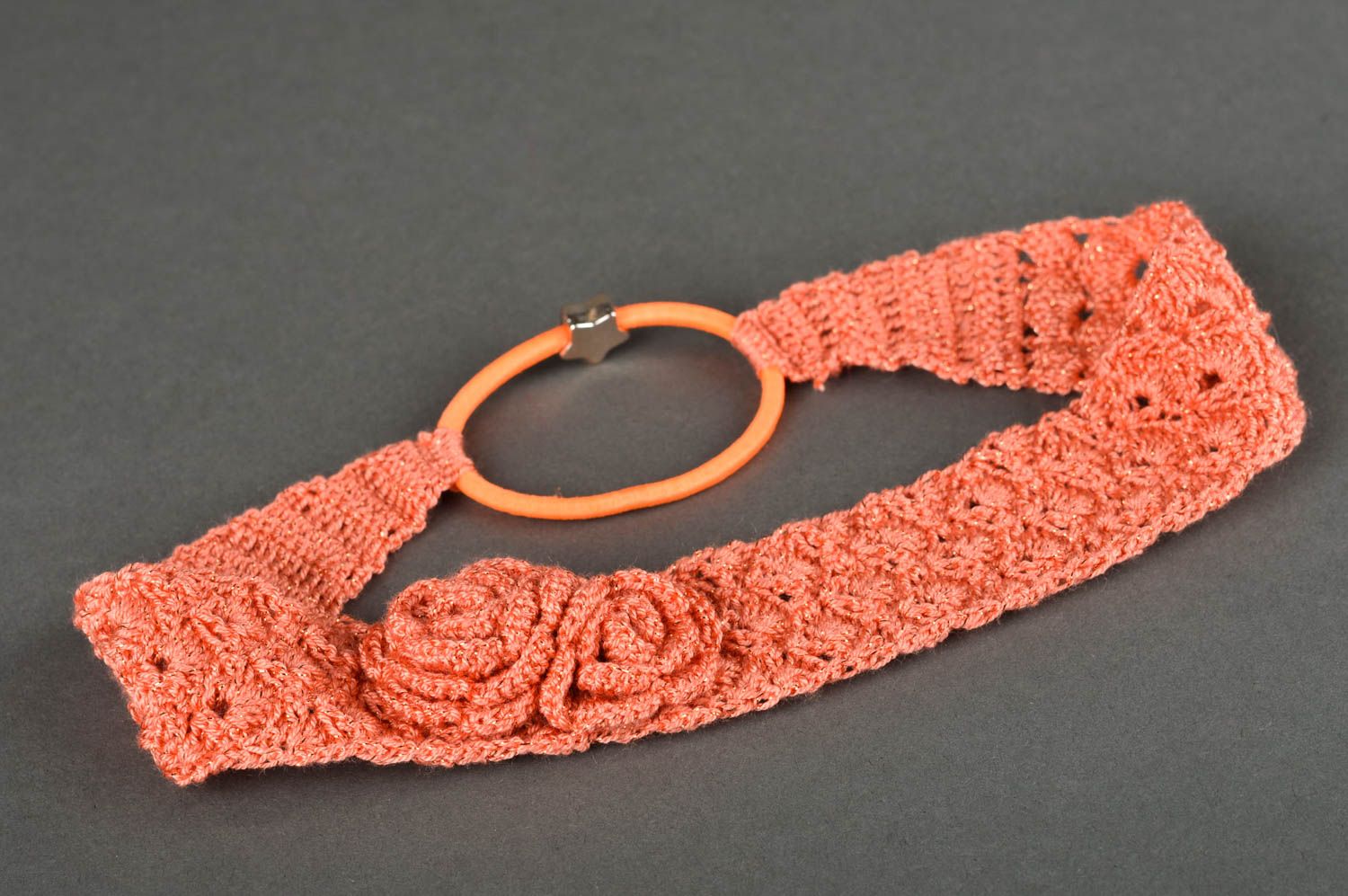Banda para el cabello hecha a mano regalo para niñas naranja accesorio tejido foto 4