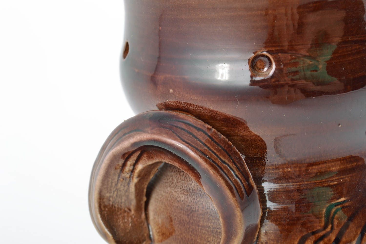 Pot céramique avec couvercle recouvert de glaçure fait main brun à épices 1 l photo 4
