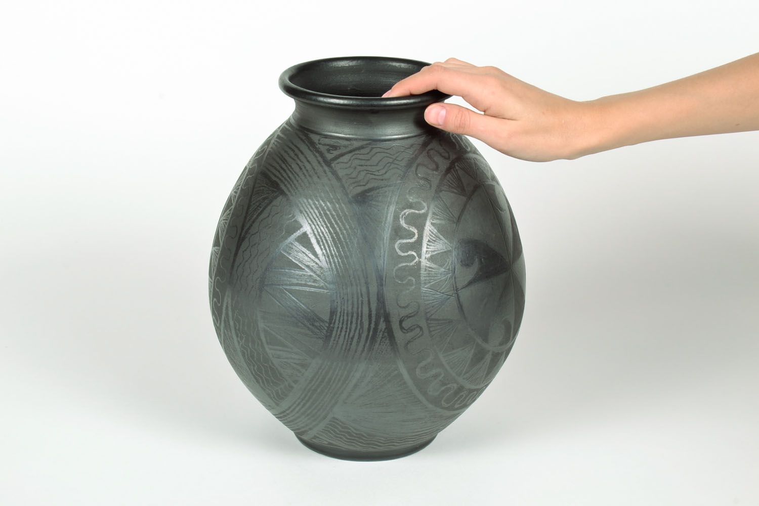 11 inches black décor ceramic vase with ornament 3,6 lb photo 5