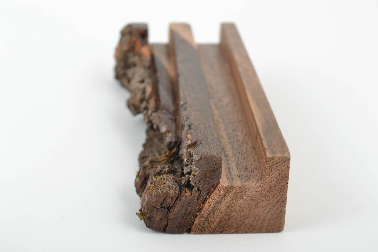 Accessoire écologique en bois support pour tablette pratique fait main marron photo 2