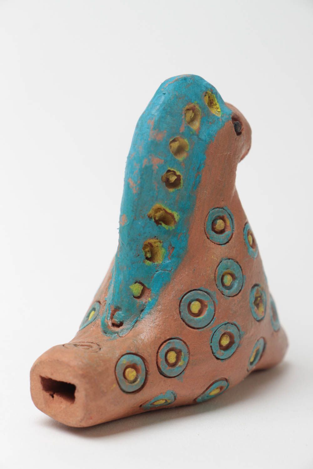 Silbato de arcilla artesanal con forma de caballito pintado original juguete foto 3