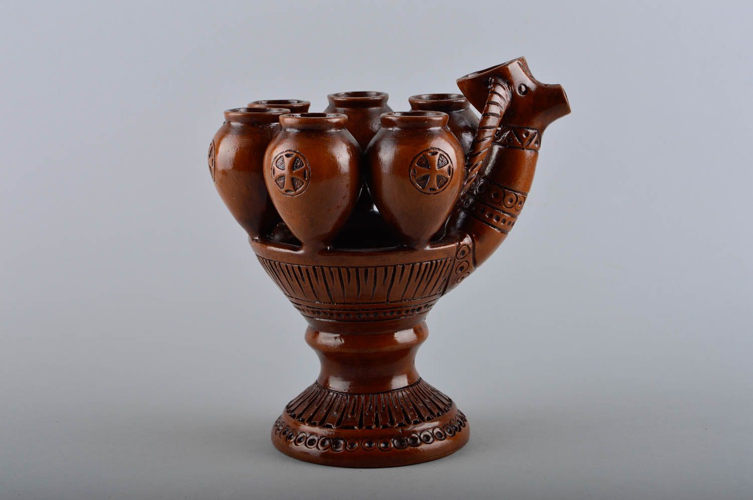 Set of wine glasses handmade pottery decorative tableware present for men photo 3
