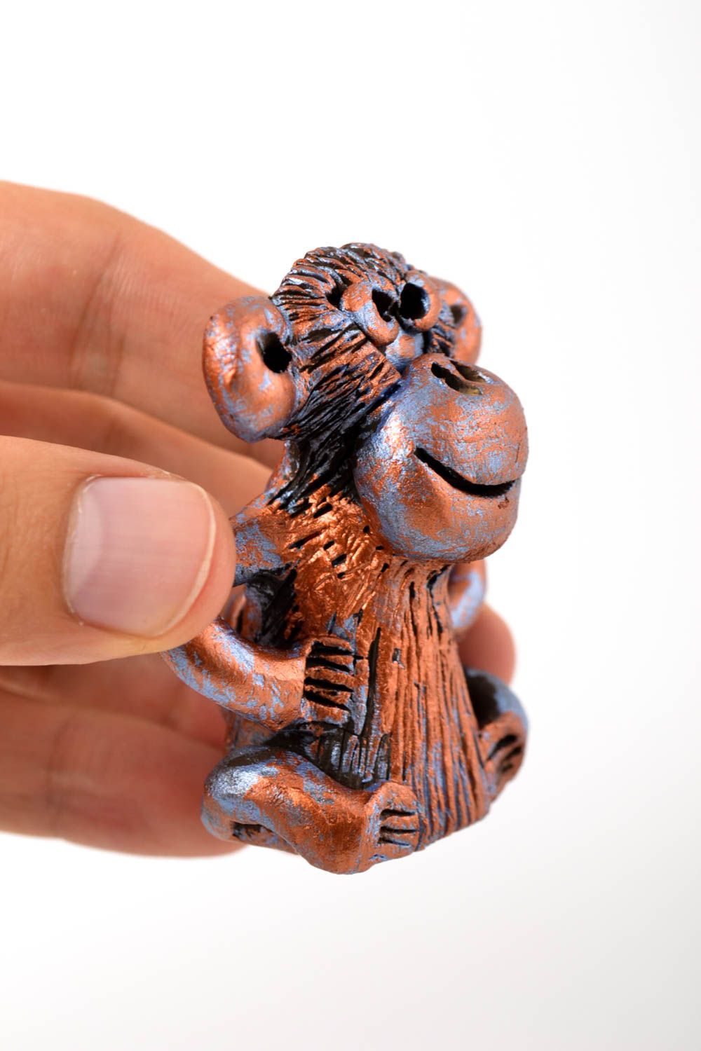 Handmade Deko Affe Figur kleine Dekofigur aus Ton Keramik Tier Statuette foto 4