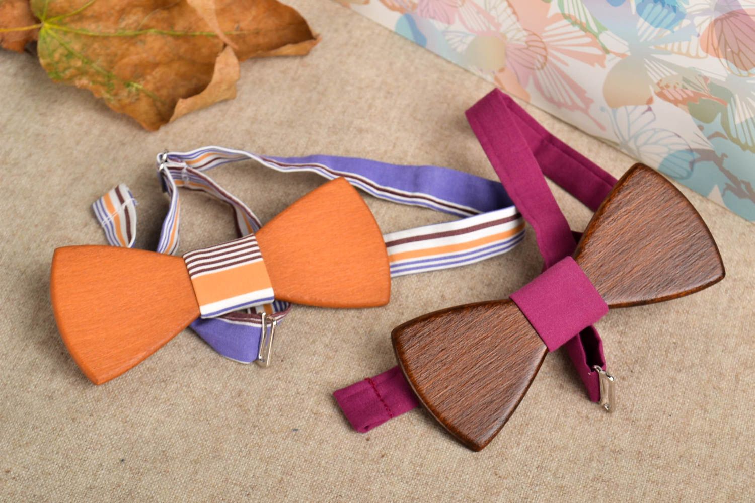 Handmade designer bow tie unusual stylish accessory 2 beautiful bow ties photo 1