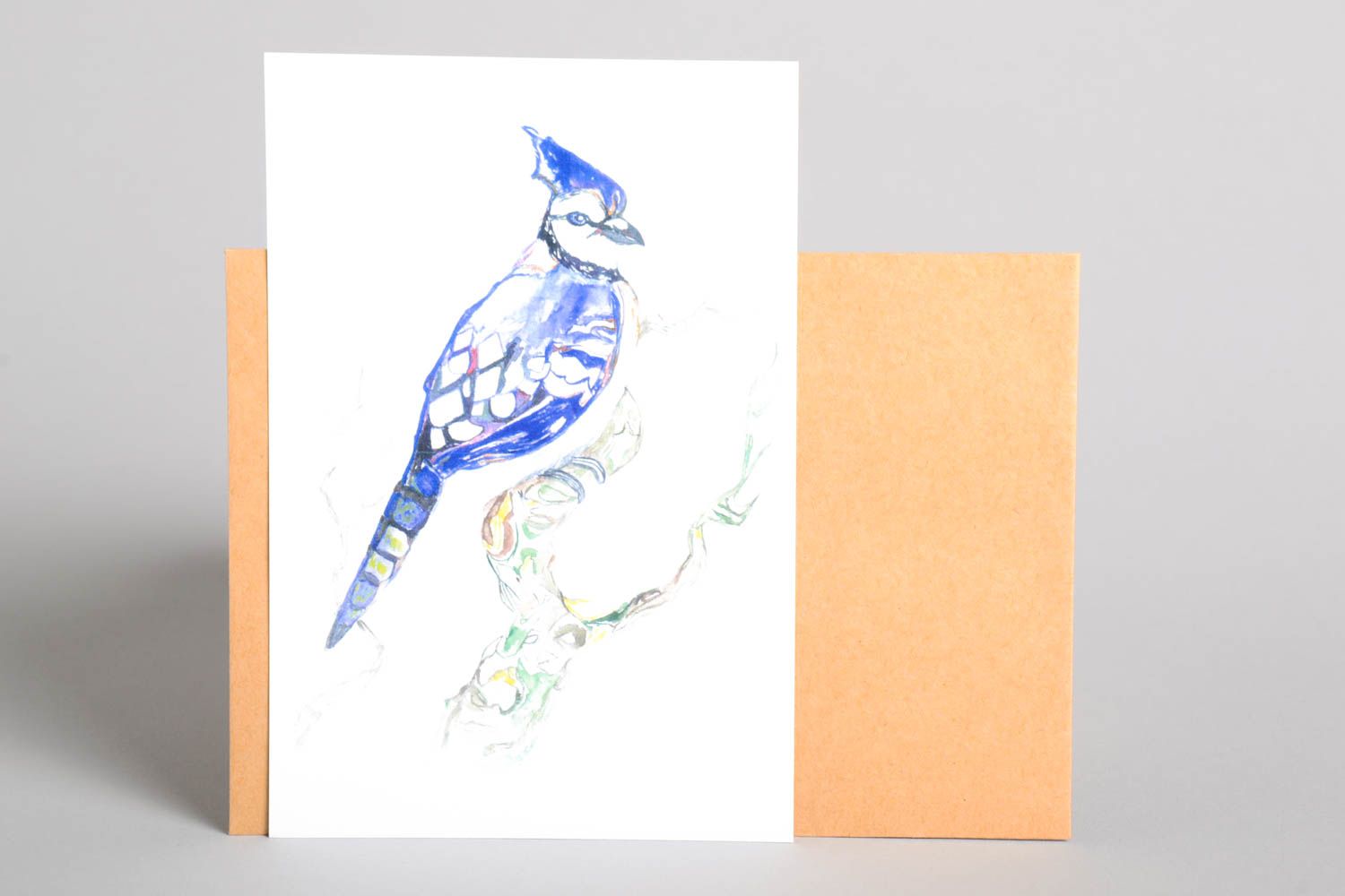 Открытка ручной работы поздравительная открытка с дятлом красивая открытка фото 2