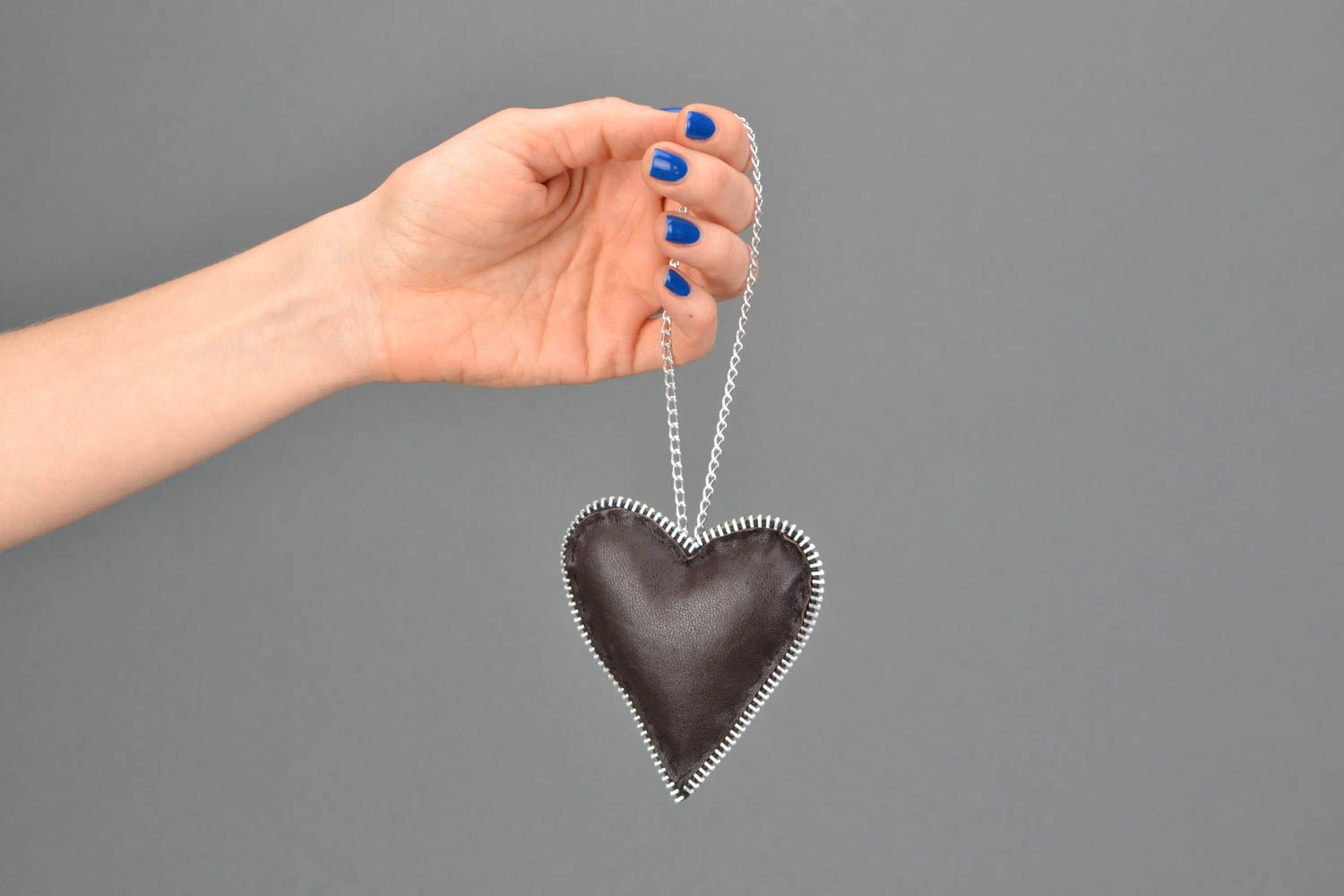 Handmade leather keychain Heart photo 2