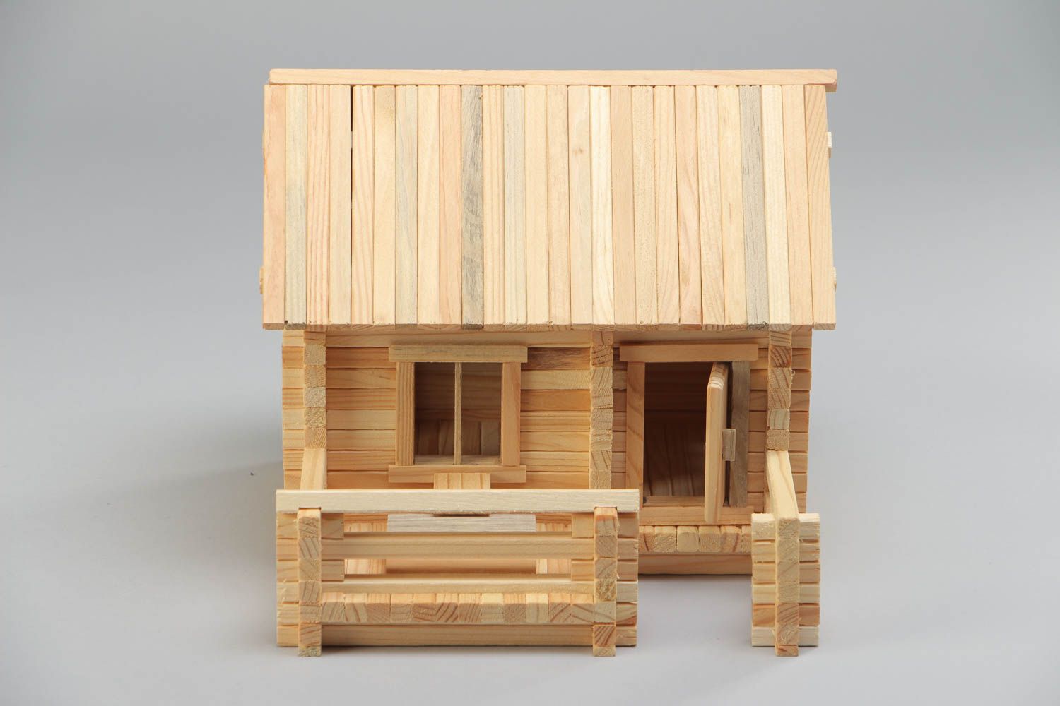 Jeu de construction en bois fait main maison 208 pièces pratique et original photo 2