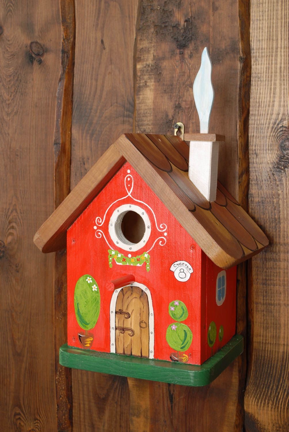 Wooden nest box with painting Forest House photo 1