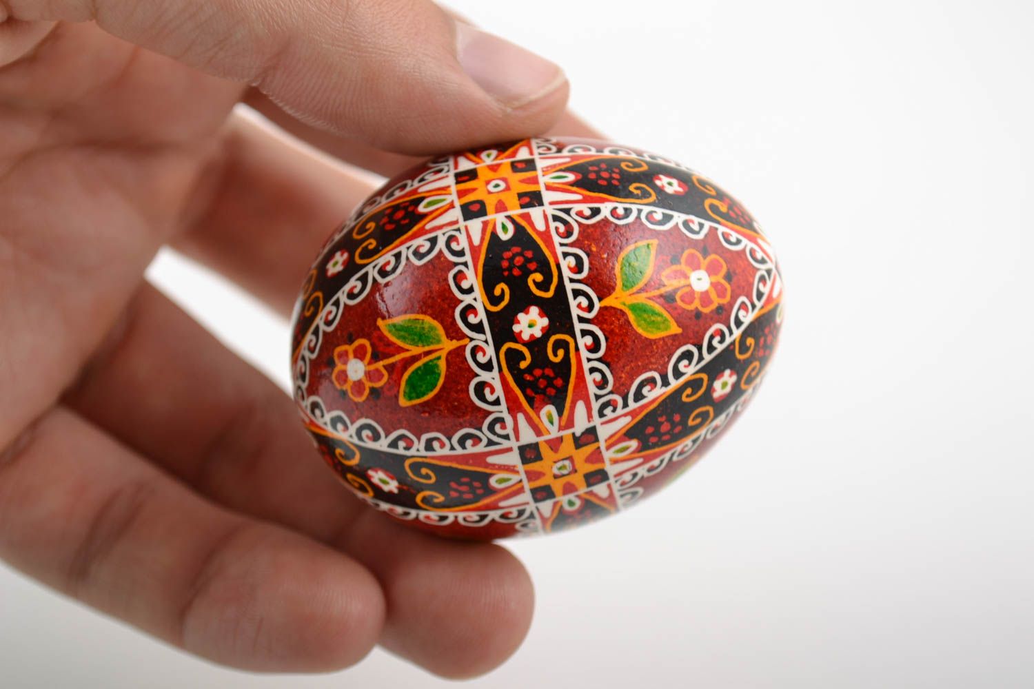 Easter egg painted with acrylics beautiful handmade chicken hollow egg pysanka photo 2