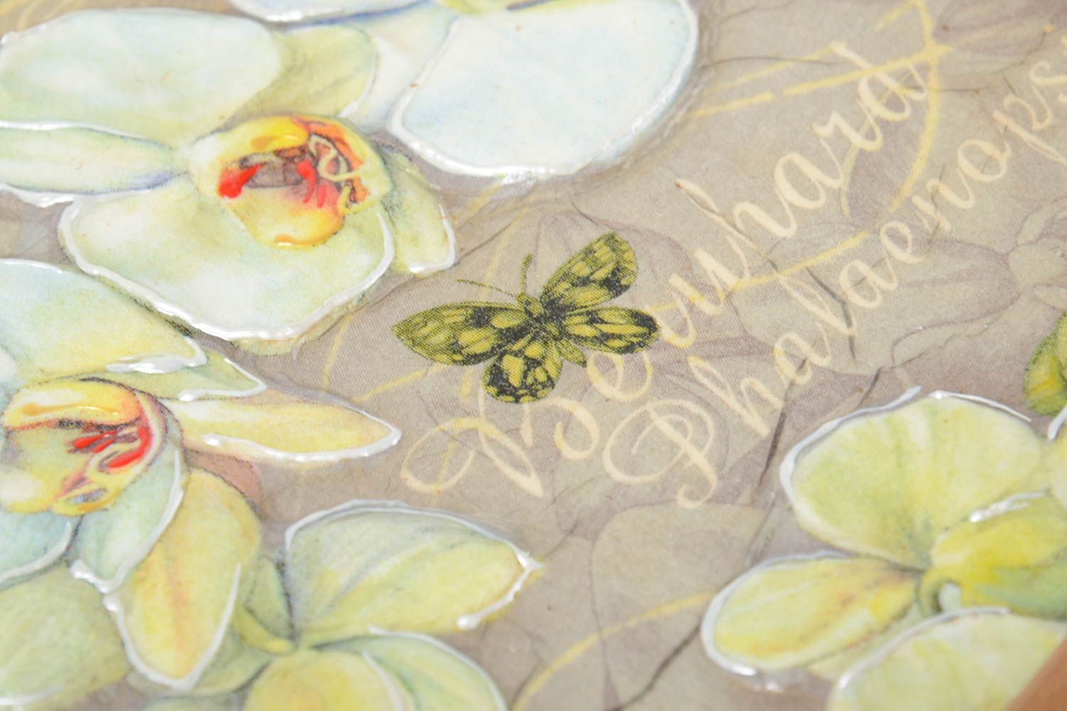 Panel decorativo adorno artesanal decoración de interior Orquídea blanca foto 3