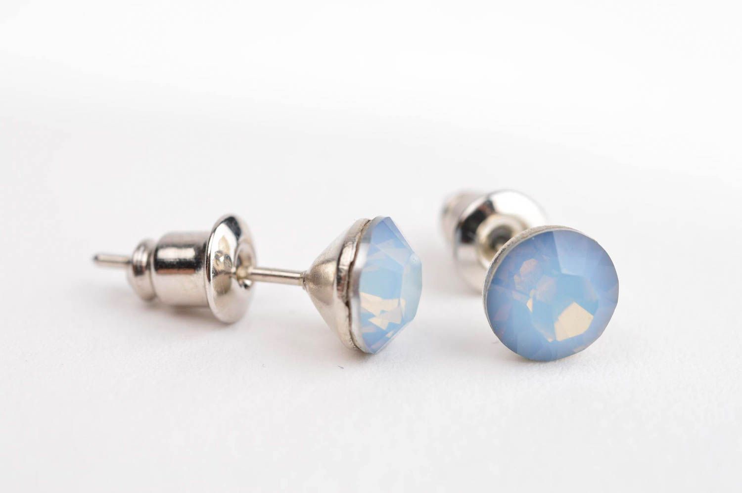 Handmade crystal earrings metal earrings with beads stud earrings for girls photo 2