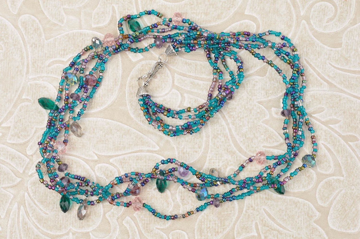 Damen Halskette in Blau Halsschmuck für Damen Schmuck Collier Handarbeit schön foto 1