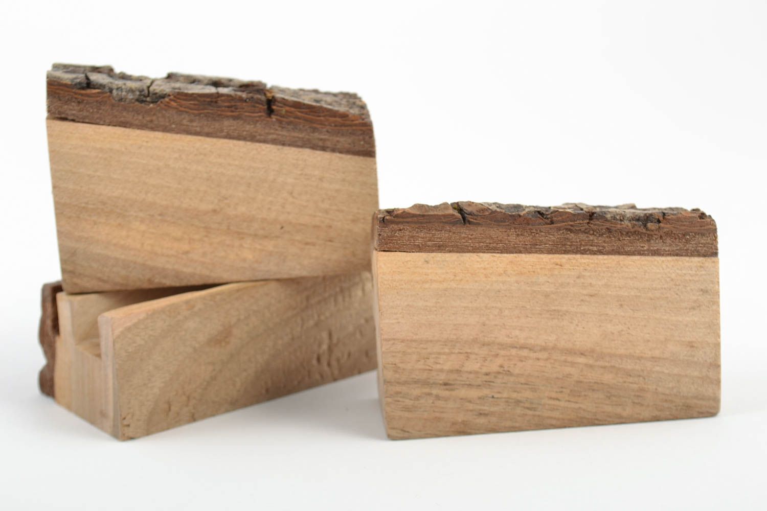 Holz Ständer für Handy Set aus 3 Stück ungewöhnlich handgeschaffen schön toll foto 3