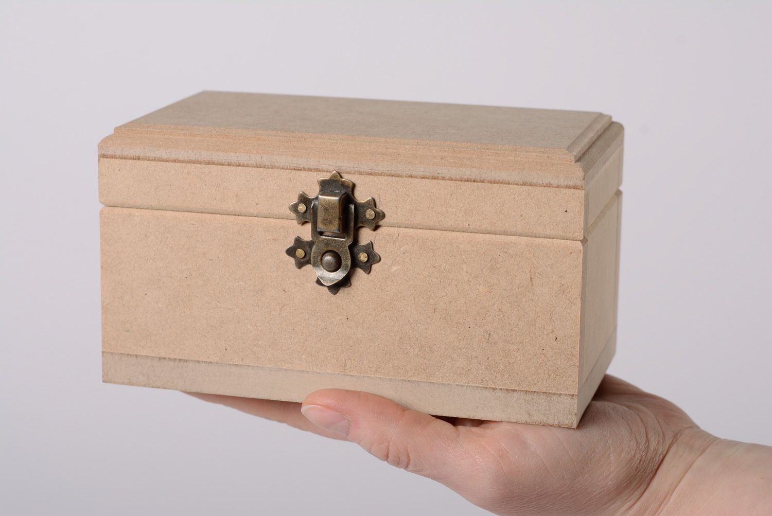 Rectangular jewelry box with metal lock handmade MDF craft blank for decoration  photo 3
