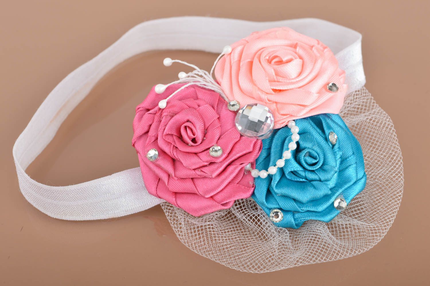 Handmade headband designer hair accessory unusual gift for girl flower headband photo 2
