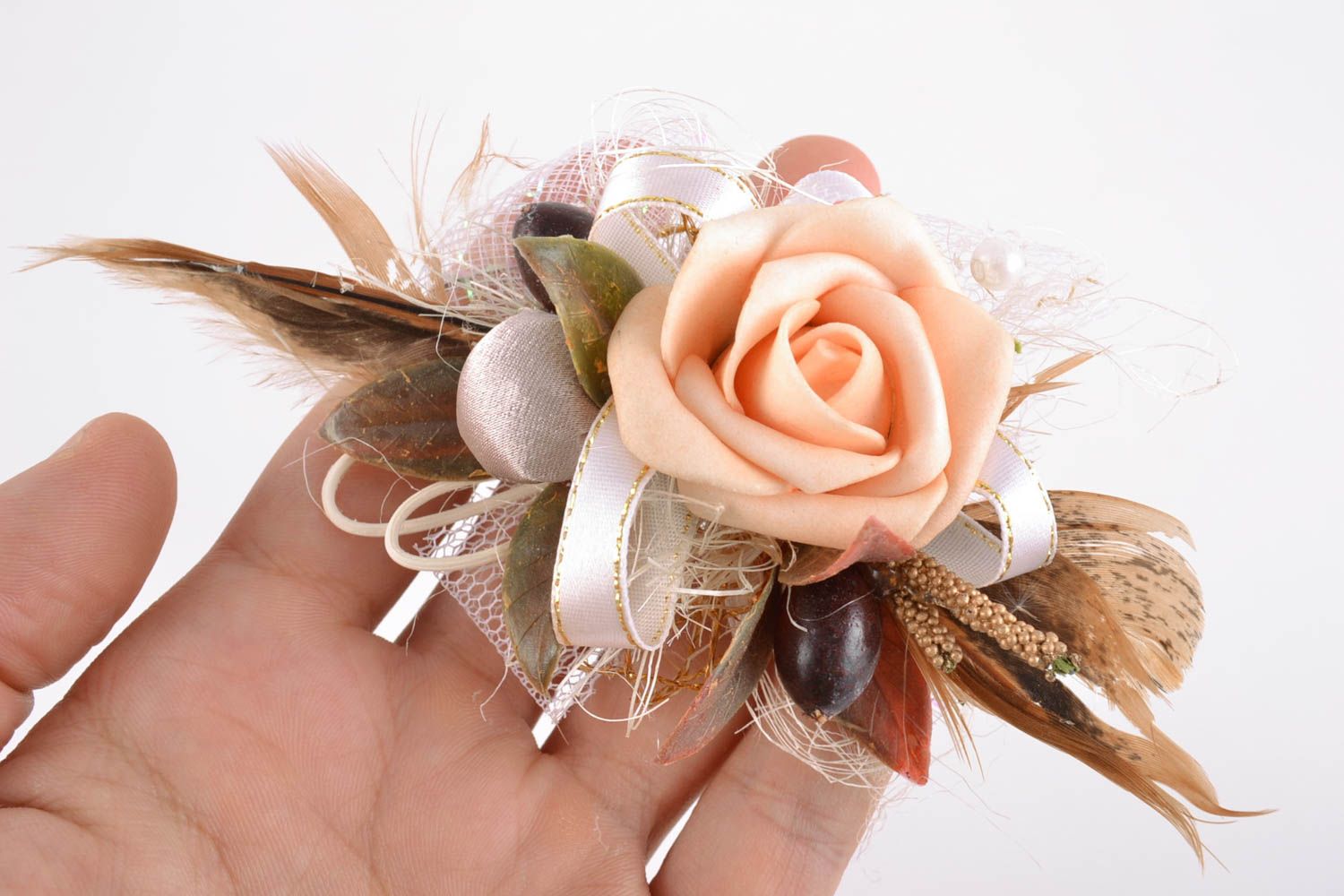 Handgemachte bunte Stoff Rose für Haarspange oder für Brosche handmade stilvoll  foto 2