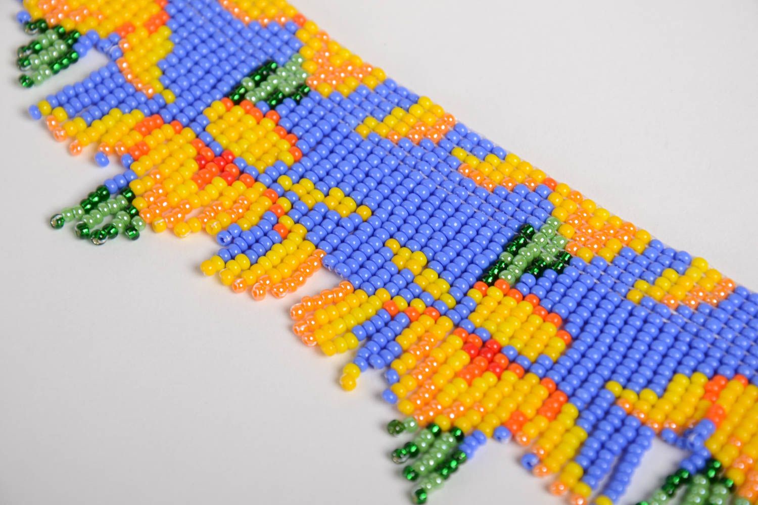 Ожерелье из бисера ручной работы разноцветное красивое плетеное авторское фото 5