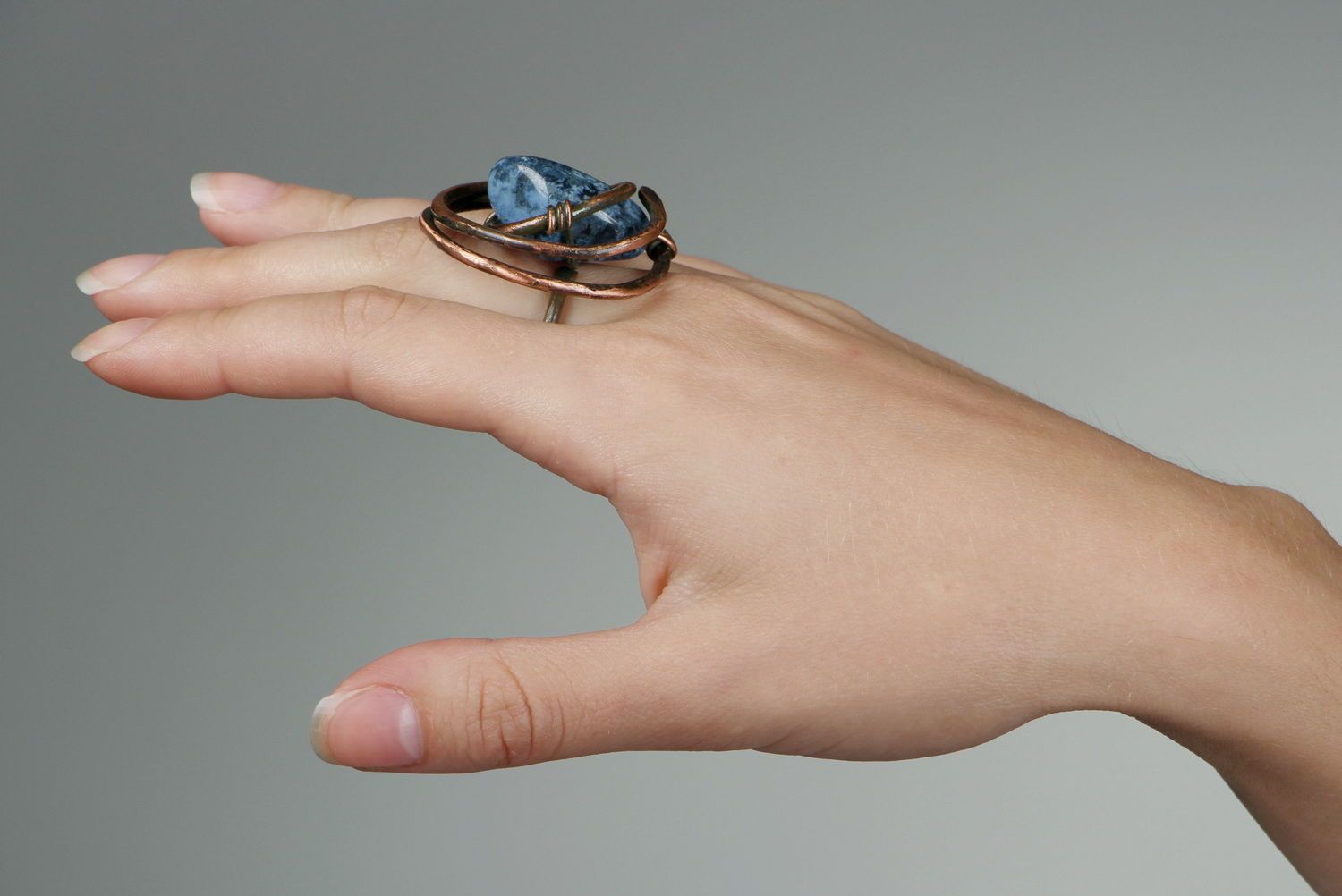 Copper ring with dumortierite photo 4