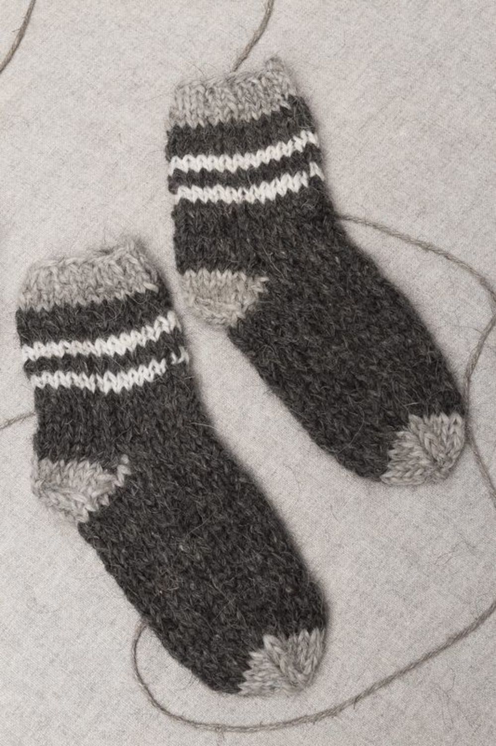 Children's woolen socks of grey color photo 1