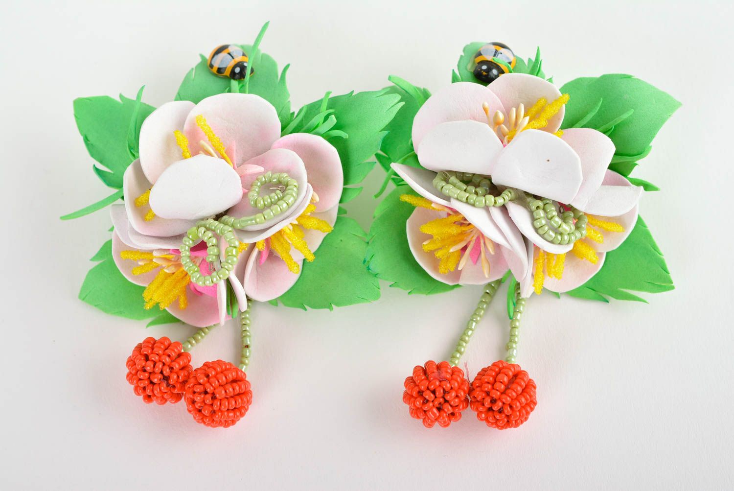 Flower scrunchy handmade hair accessories foamiran flowers set of scrunchies photo 1