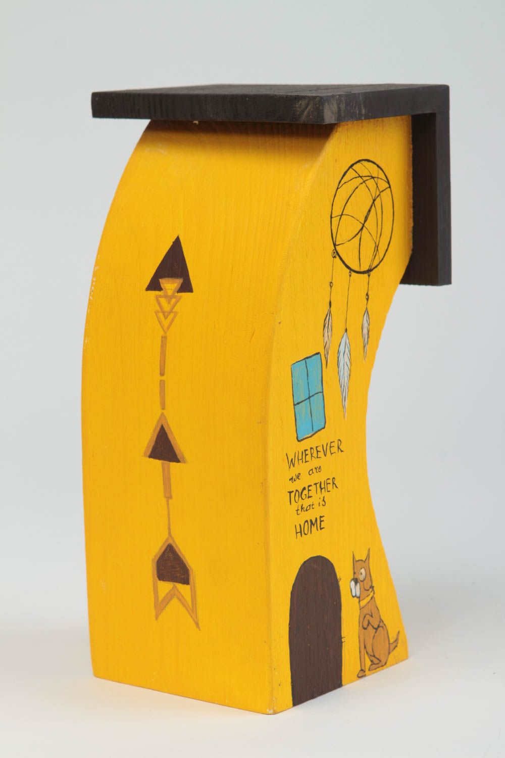 Фигура из дерева ручной работы сувенир статуэтка декор для дома желтый  фото 2