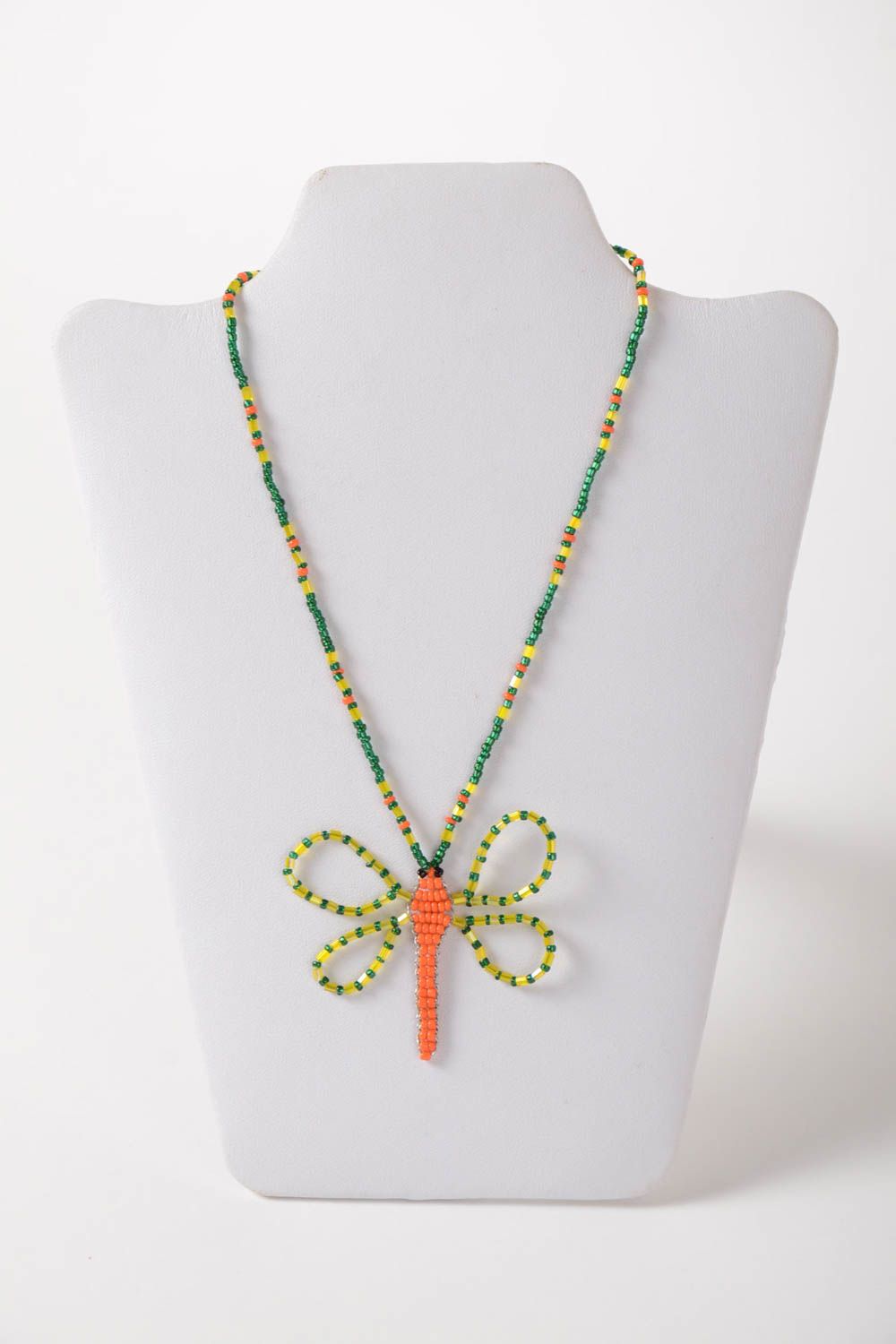 Unusual pendant made of beads handmade accessories designer present for children photo 2
