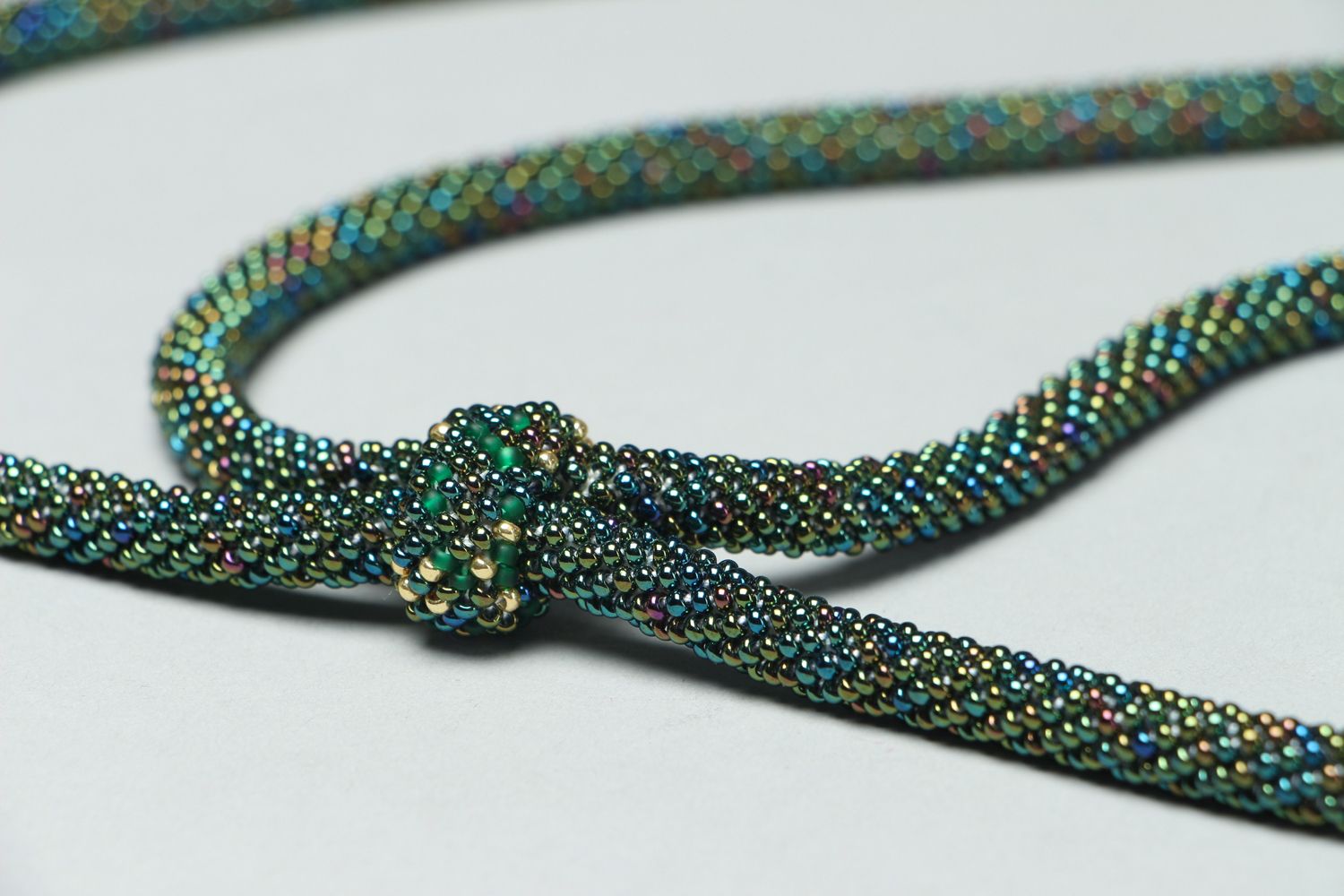 Crochet beaded cord necklace photo 3