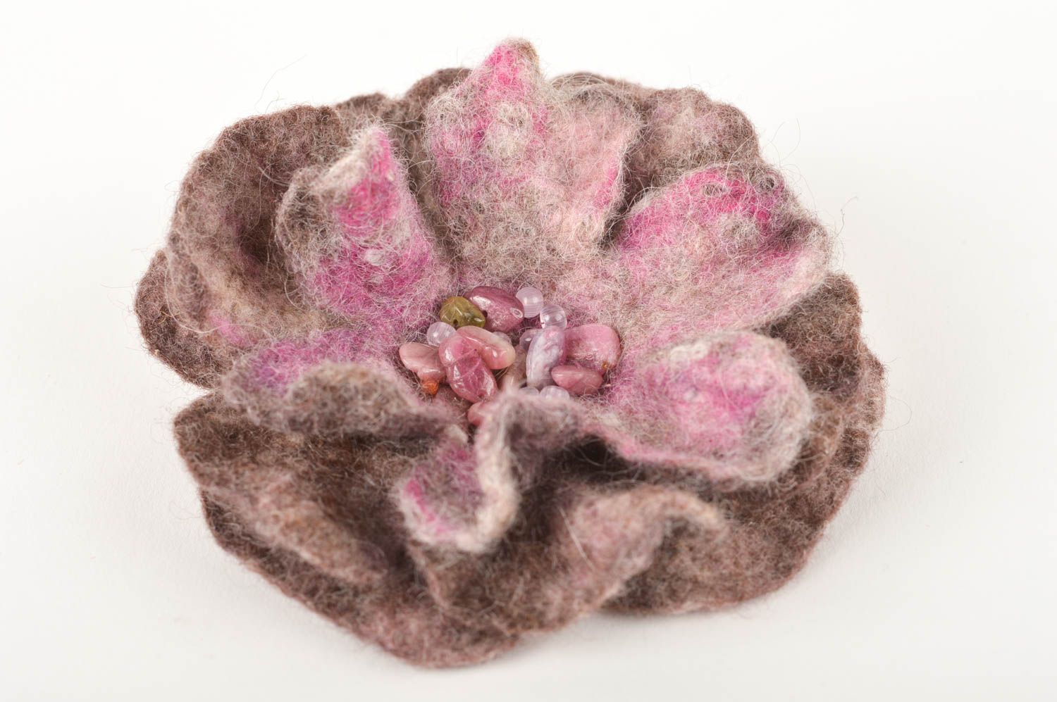 Spilla di lana fatta a mano fermacapelli in feltro accessorio originale foto 2