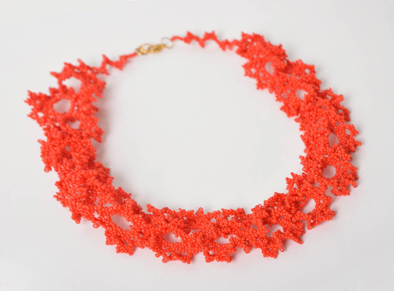 Handmade Schmuck Rocailles Kette Collier Halskette Accessoire für Frauen rot foto 5