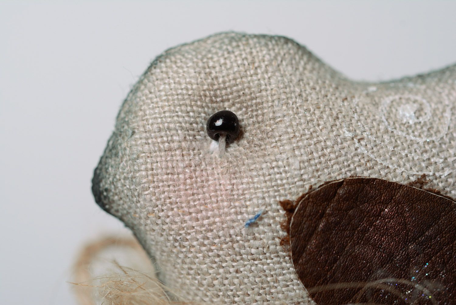 Pique pour pot de fleur en forme d'oiseau en tissu faite main originale photo 5