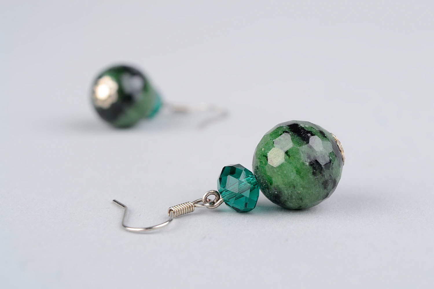 Earrings with zoisite and Czech crystal photo 2