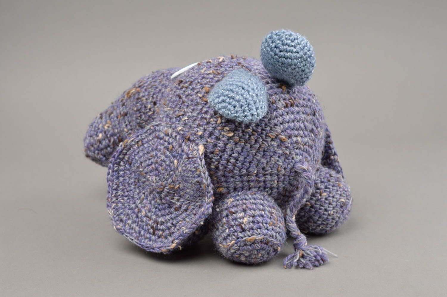 Jouet mou éléphant tricoté au crochet fait main gris amusant pour enfant photo 4
