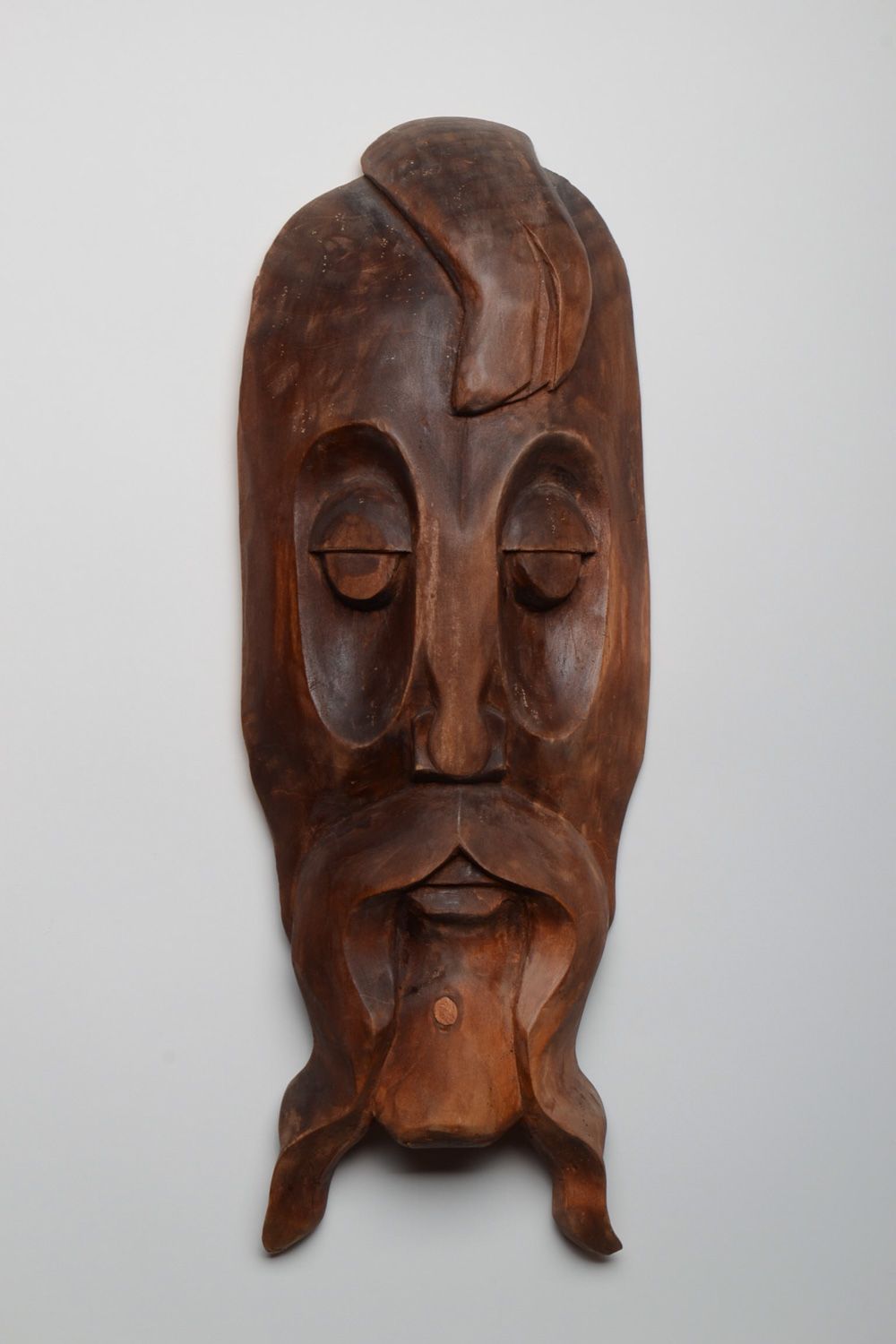 Masque à suspendre en bois fait main original ethnique décoration de maison photo 1