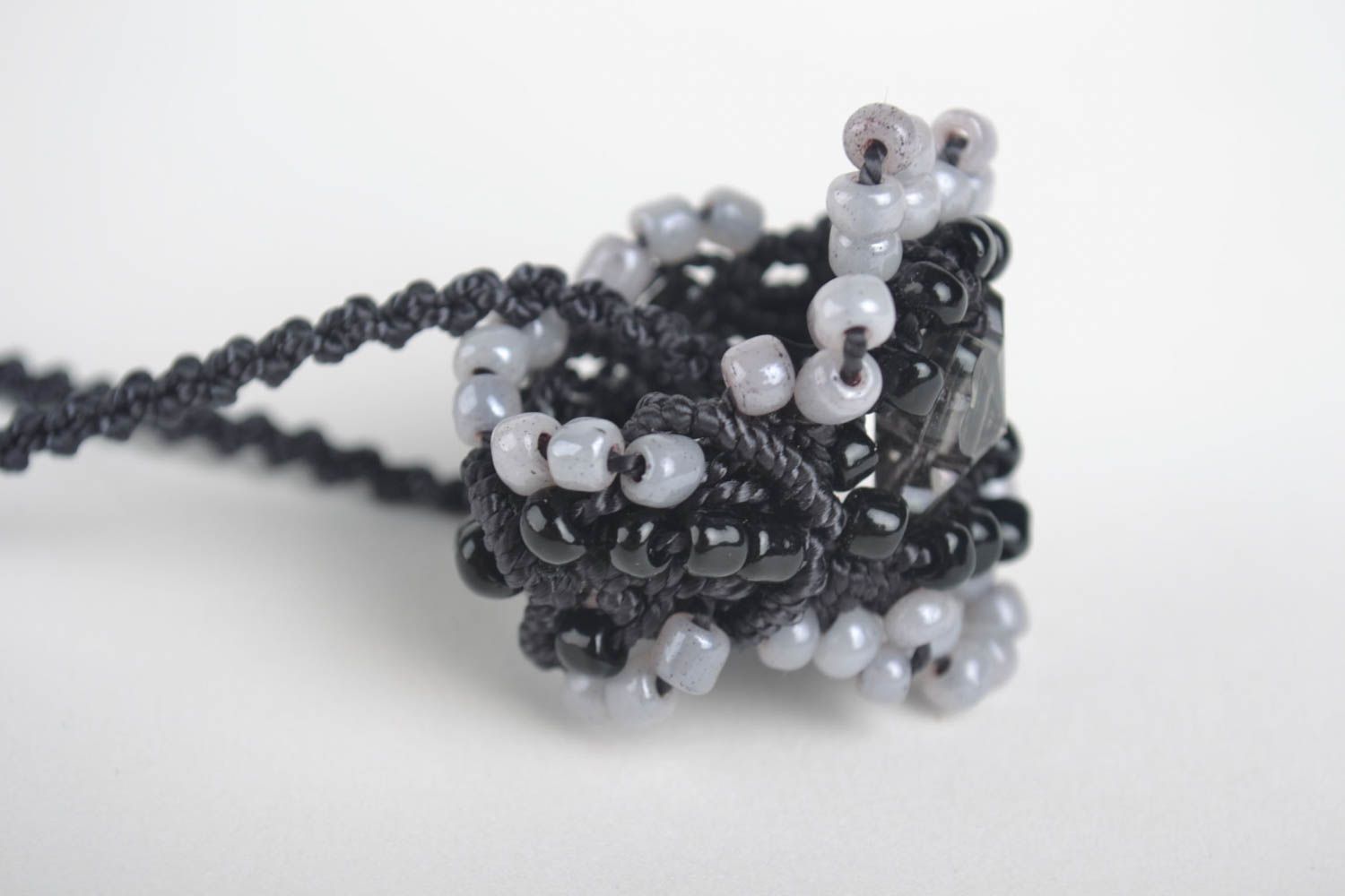 Stylish jewelry set fashionable textile pendant female black ring cute jewelry photo 2