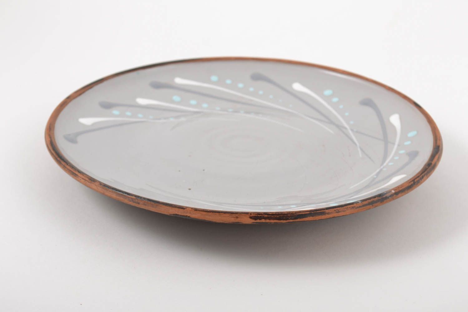 Керамическая тарелка ручной работы глиняная посуда расписная тарелка красивая фото 2