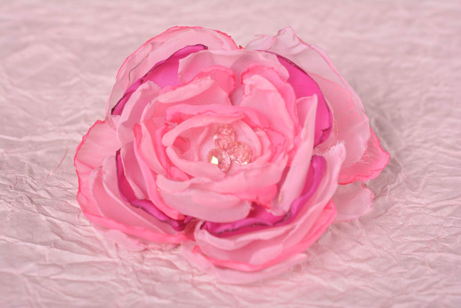 Украшение ручной работы резинка на волосы резинка с цветком розовый пион фото 1