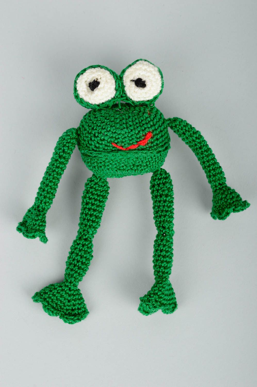 Peluche de animal rana hecho a mano juguete tejido regalo original para niño foto 3