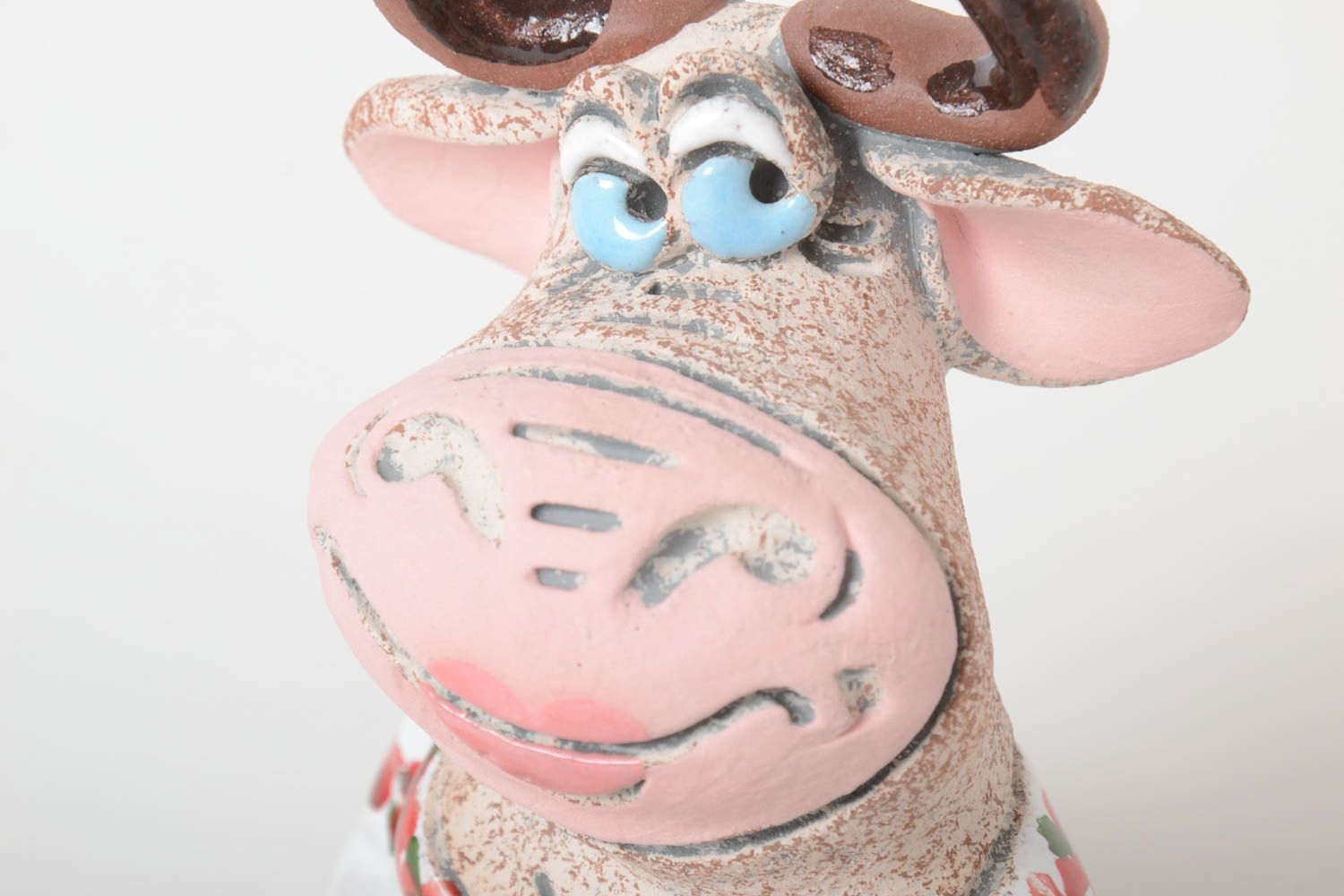 Tirelire vache céramique Tirelire fait main peinte originale Cadeau pour enfant photo 3