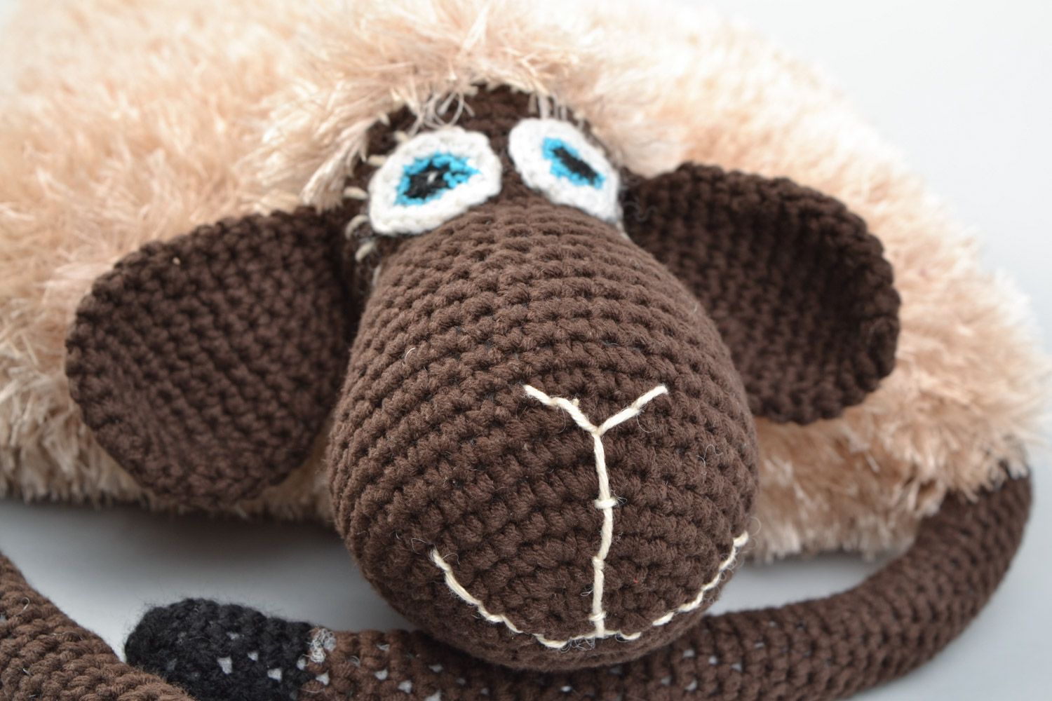 Handmade crochet and knit soft pillow pet Fluffy Sheep photo 4