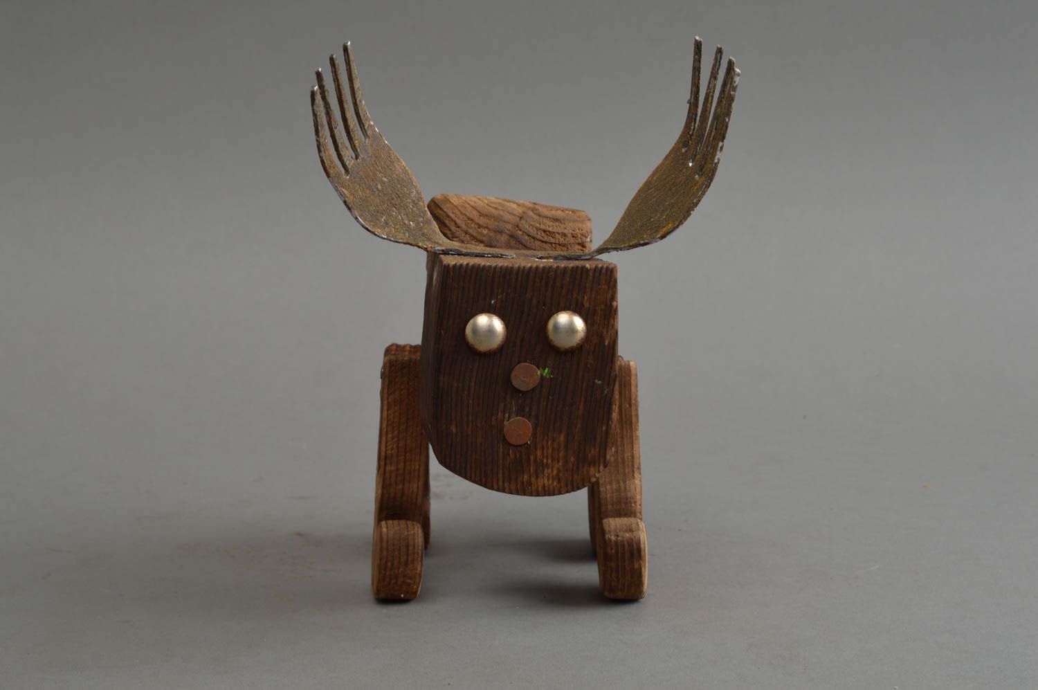 Beautiful handmade wooden figurine designer statuette wood and metal gift ideas photo 3