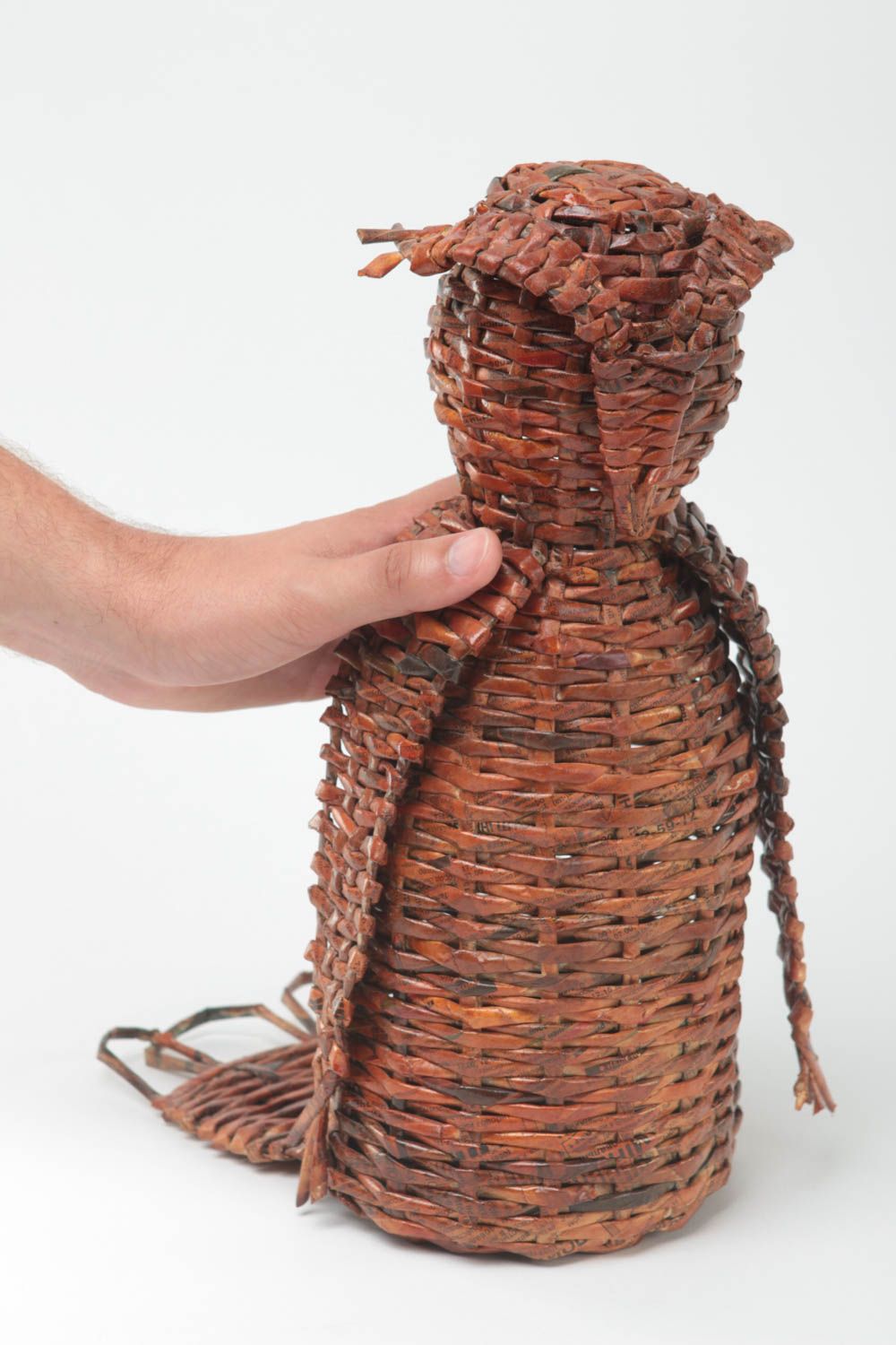 Beautiful handmade woven figurine newspaper craft gift ideas decorative use only photo 5
