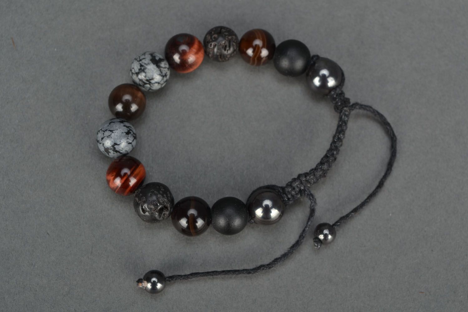 Unusual bracelet with natural stones Night photo 2