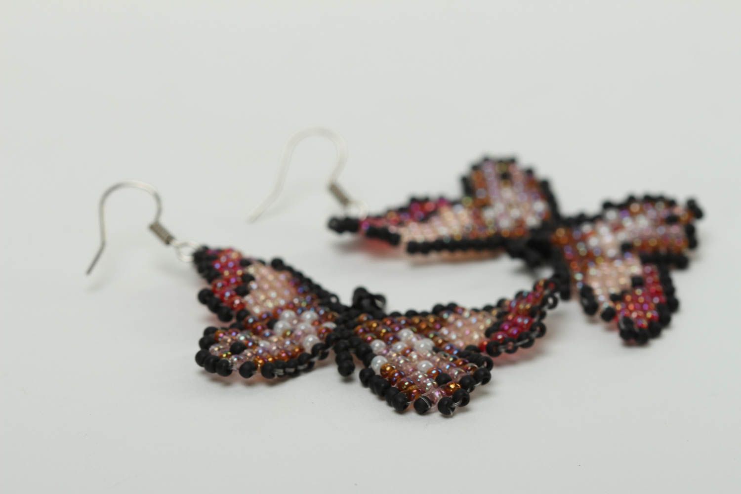 Handmade Glasperlen Ohrringe Schmetterlinge Designer Schmuck Accessoire für Frau foto 3