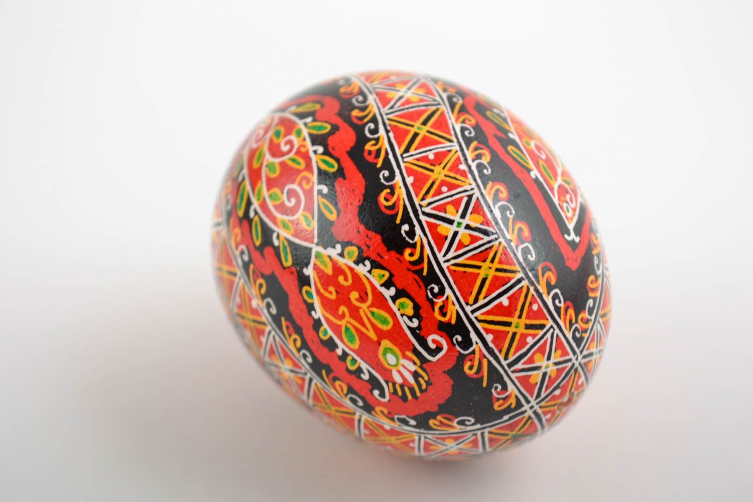 Red and black beautiful handmade painted Easter egg for home decor photo 3