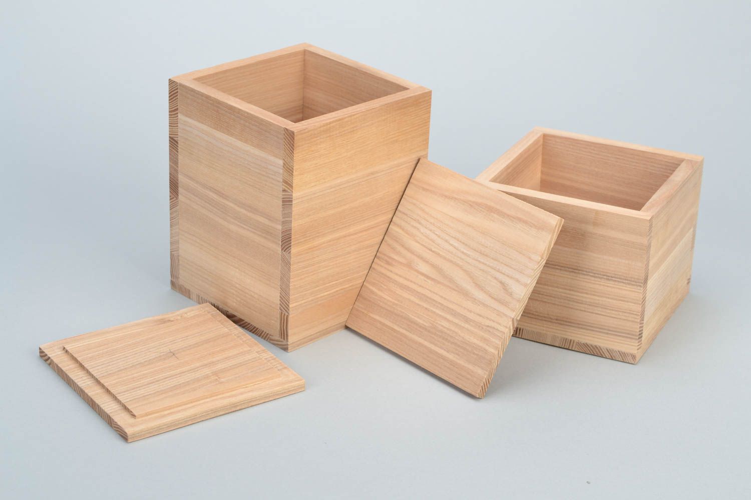 Holzkästchen Set 2 quadratische Kästchen Holz Rohlinge zum Bemalen handmade foto 4